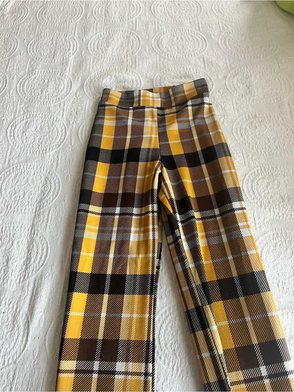 Fashion Nova Mustard & Brown Plaid Pants